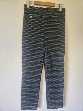 Joseph Ribkoff Black & White Polka Dot Pull-On Trousers Size 6 EUC Twee 50s